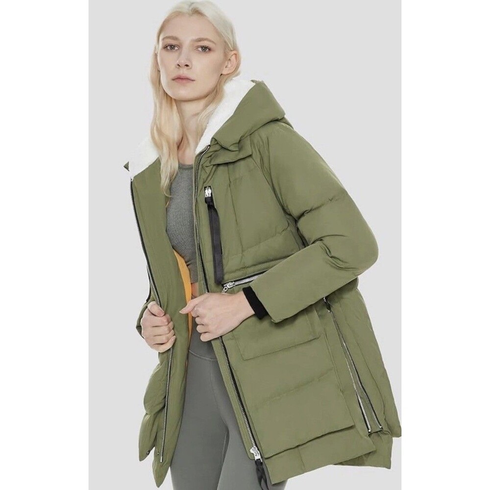 Orolay Puffer Coat XL Women's Jacket Thickened Down Green Zippers Parka - Picture 8 of 8